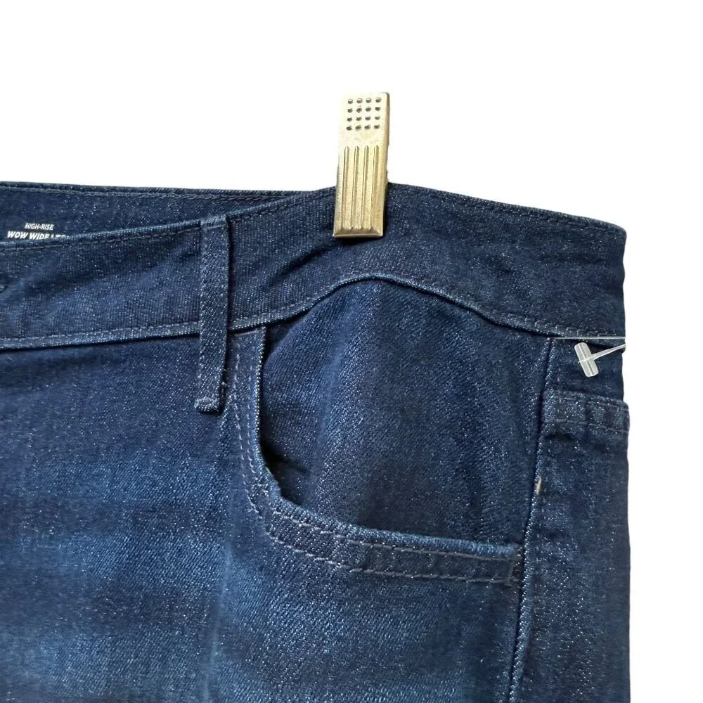 Old Navy Women’s High-Rise Wow Wide Leg Jeans Plus Size 20 Dark Wash Denim NWOT - Picture 8 of 10